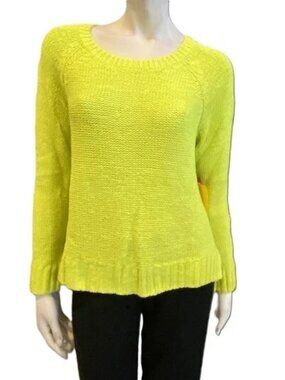 VINCE CAMUTO Lime Green Solid Knit Crew Neck Long Sleeve Sweater NWT $99